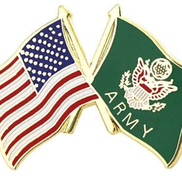 American and Army Crossed Flags Lapel Pin