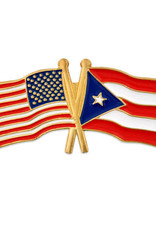 American and Puerto Rican Crossed Flags on 1" Lapel Pin