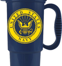 Navy Plastic 16oz Travel Mug