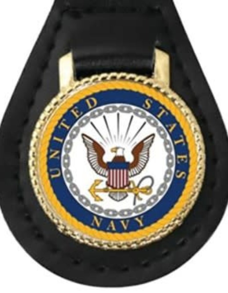 Navy Black Leather Key FOB