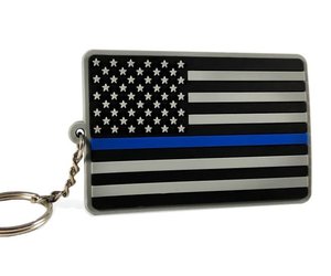 Thin Blue Line Leather Keychain - Thin Blue Line USA