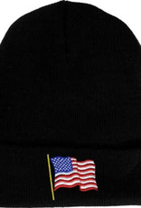 USA Flag Knit Watch Cap Black