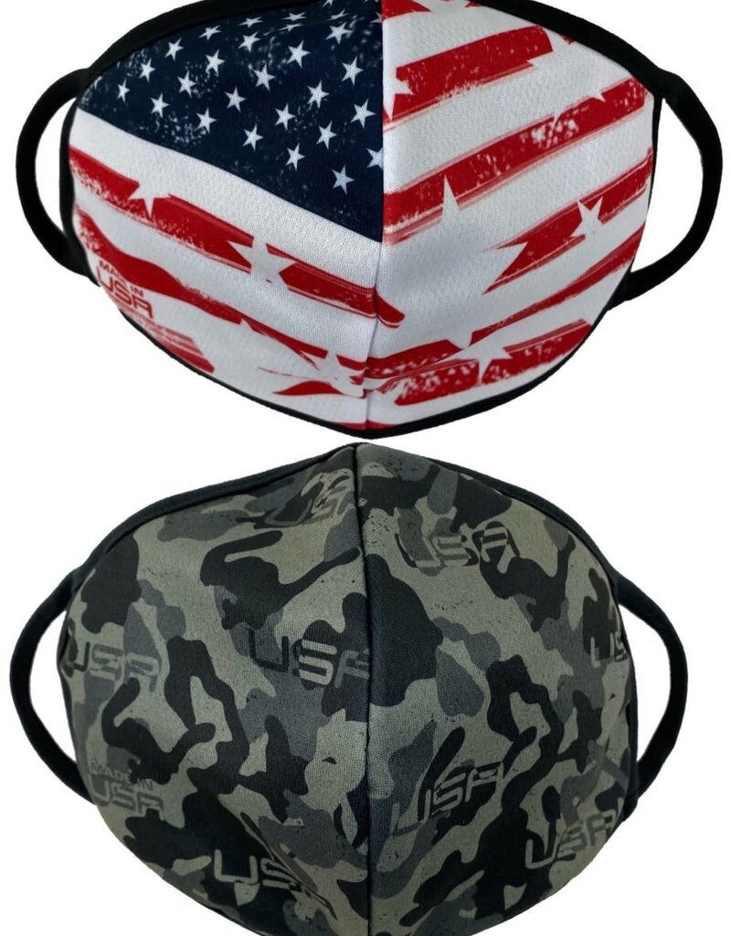 Camo and Flag 2 Pack Face Masks