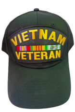 Vietnam Veteran Baseball Cap w/Ribbon, Black