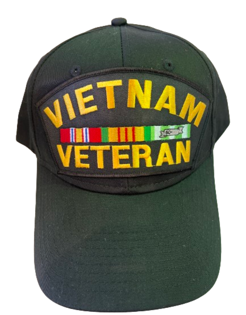 Vietnam Veteran Baseball Cap w/Ribbon, Black