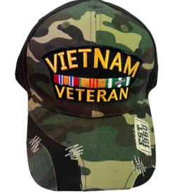 Camo Vietnam Veteran Baseball Cap w/Ribbon