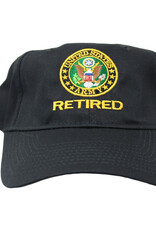 US Army Crest Retired DEMB on Black Cap