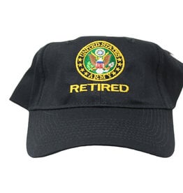 US Army Crest Retired DEMB on Black Cap
