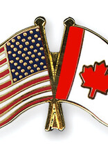 American and Canadian Crossed Flags on 1" Lapel Pin