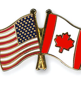 American and Canadian Crossed Flags on 1" Lapel Pin
