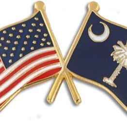 American and South Carolina flag crossed on 1"lapel pin