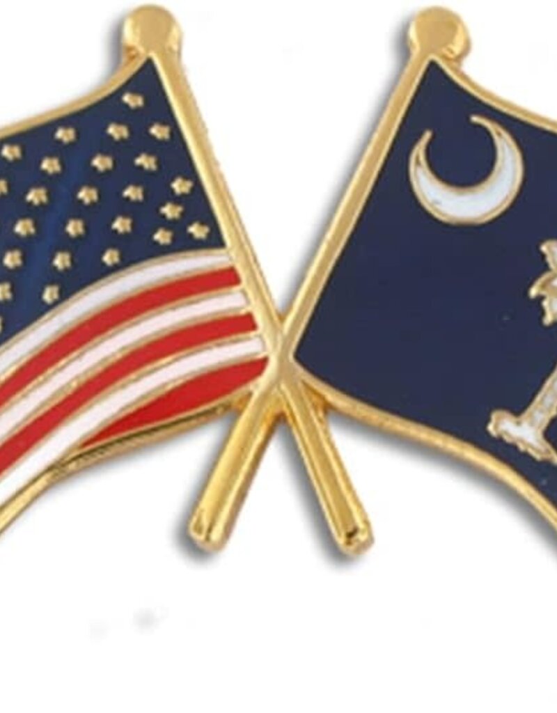 American and South Carolina flag crossed on 1"lapel pin