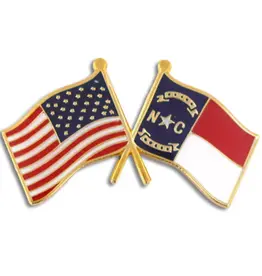 American and North Carolina Flag crossed on 1" lapel pin