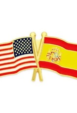 American and Spanish Crossed Flags on 1" Lapel Pin