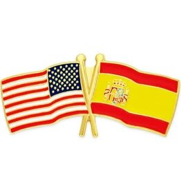 American and Spanish Crossed Flags on 1" Lapel Pin