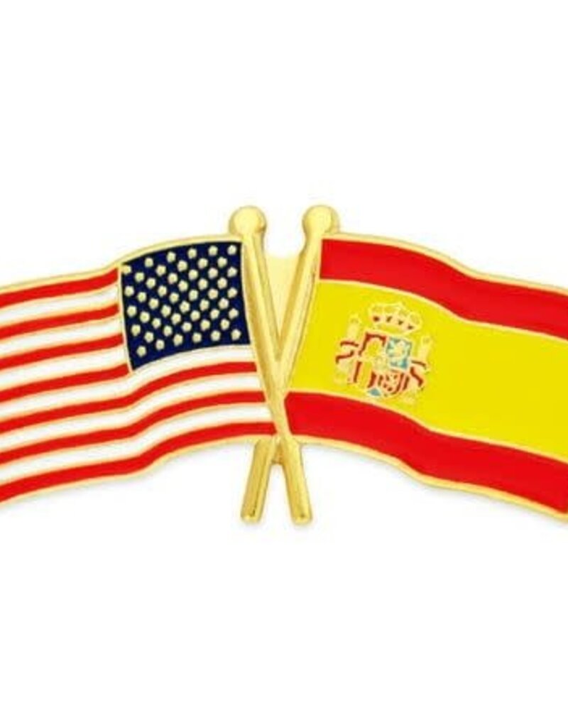 American and Spanish Crossed Flags on 1" Lapel Pin
