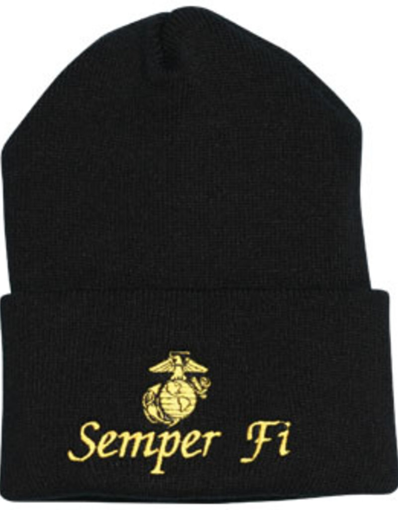 Black Semper Fi Watch Cap