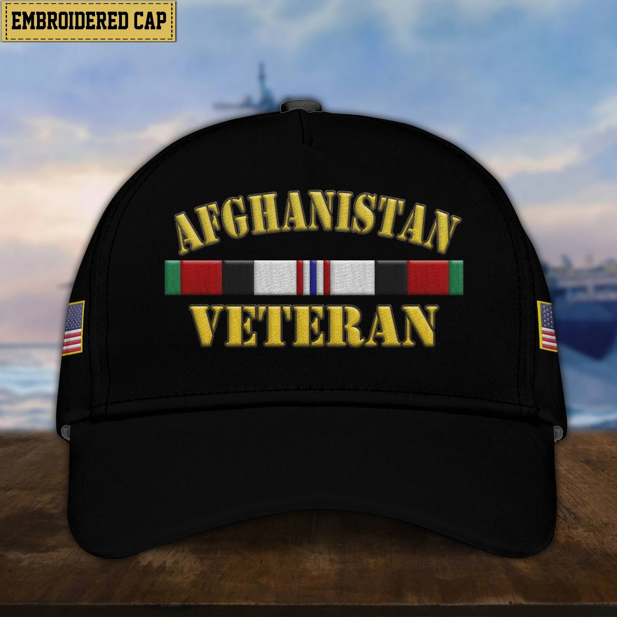 Afghanistan Cap Veteran w/Campaign Ribbons - Stars & Stripes, The Flag ...