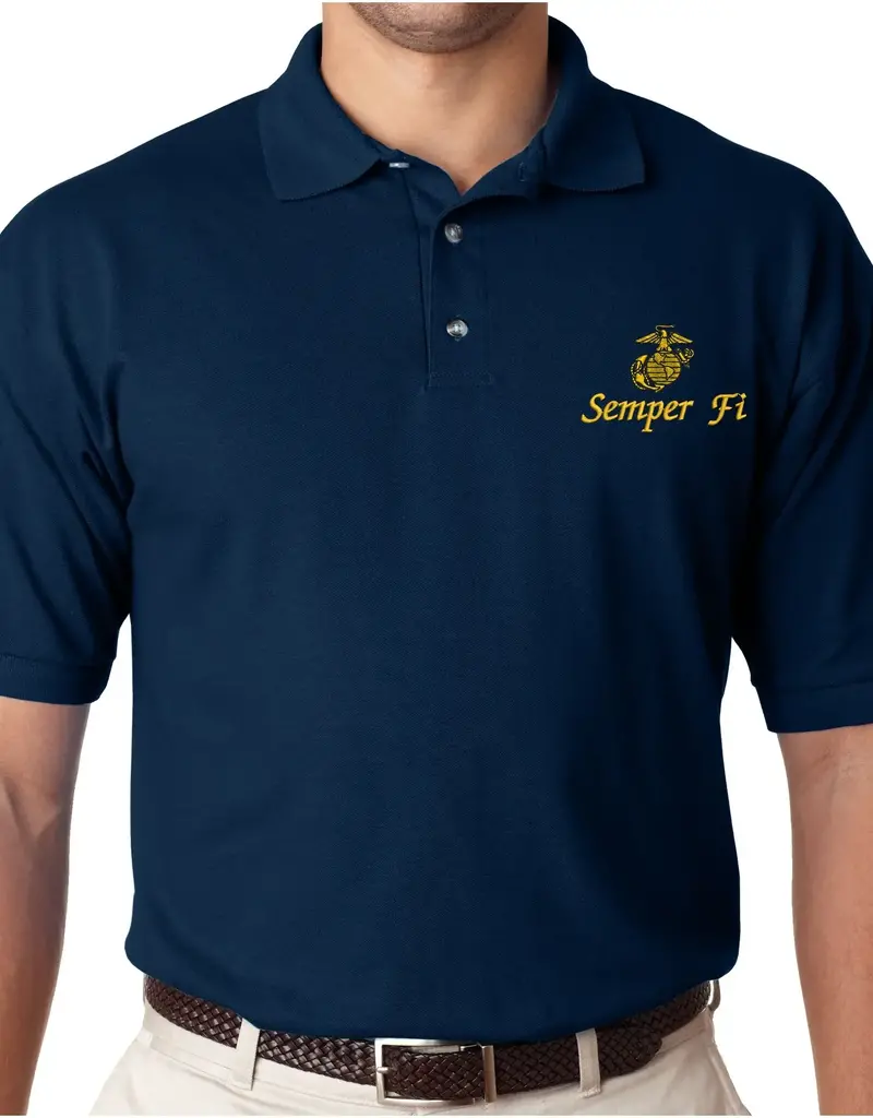 Polo Semper Fi w/ EGA on Blue