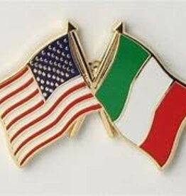 American Flag and Italian Crossed Flags on 1" Lapel Pin
