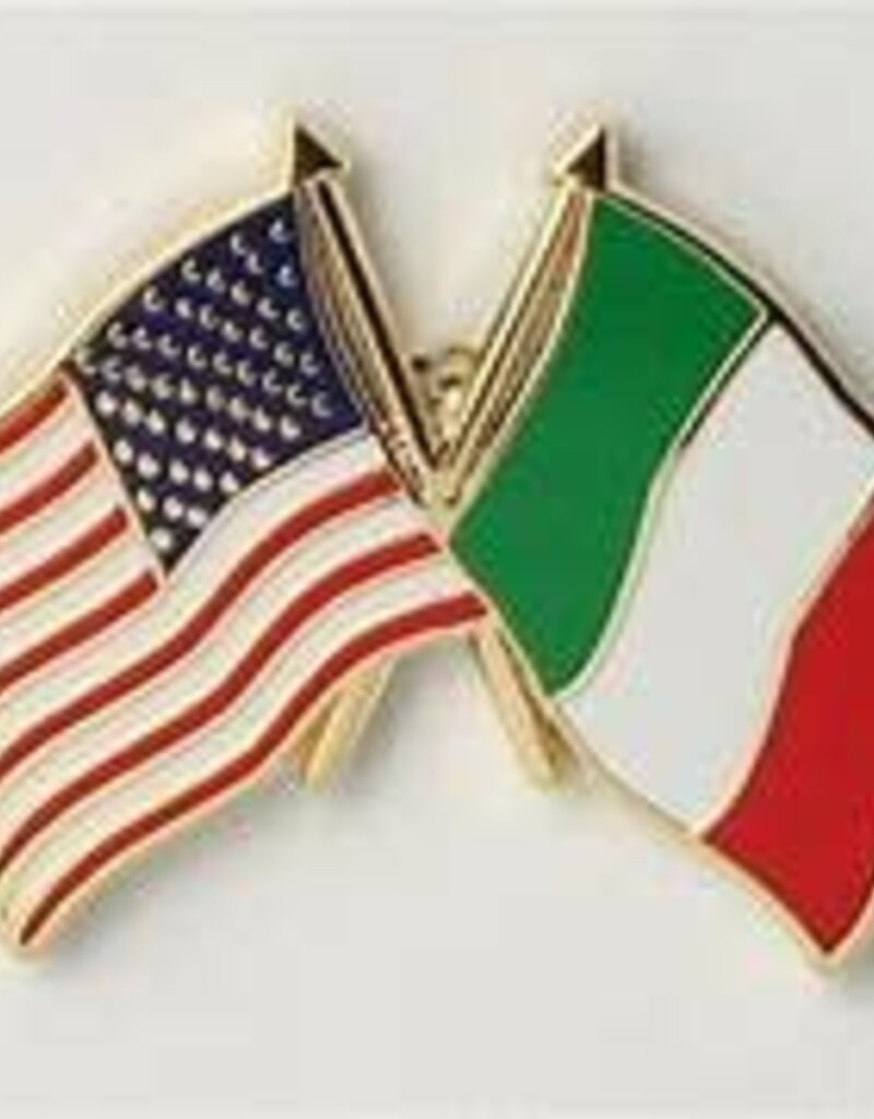 American Flag and Italian Crossed Flags on 1" Lapel Pin
