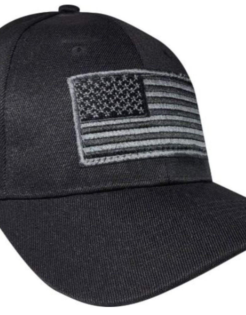 American Flag (Grey) Tactical Patch on Velcro Black Cap