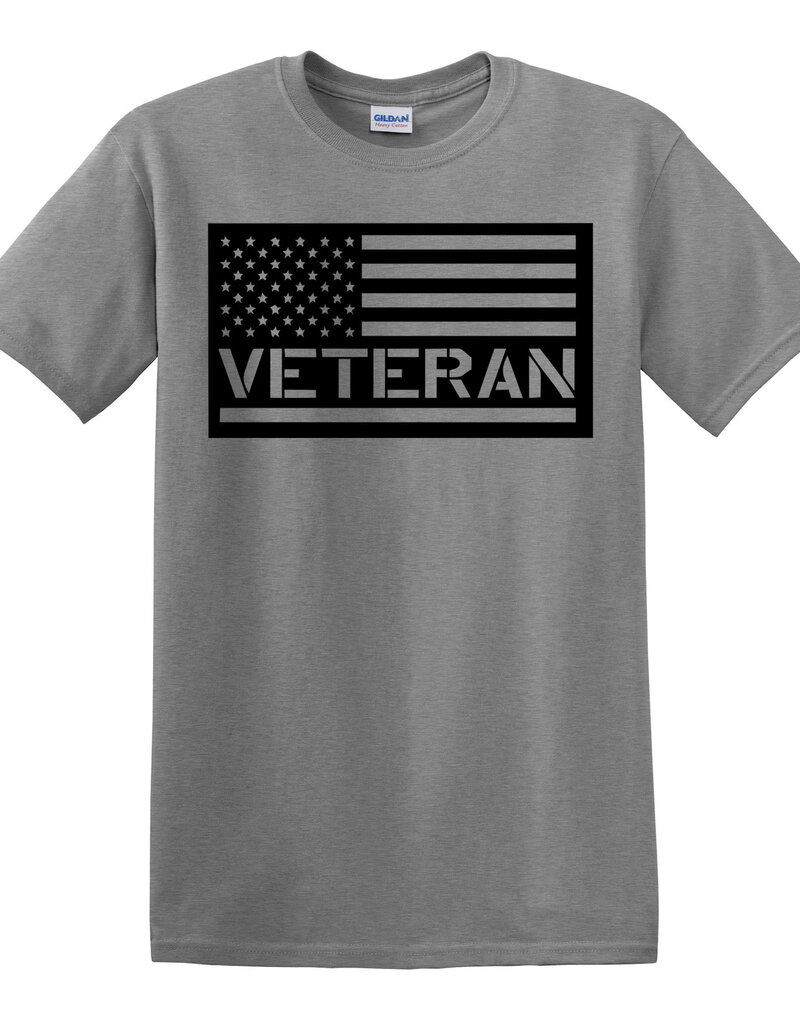 Veteran Gray Shirt with Flag Design