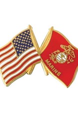 American and Marine Corps Crossed Flags Lapel Pin