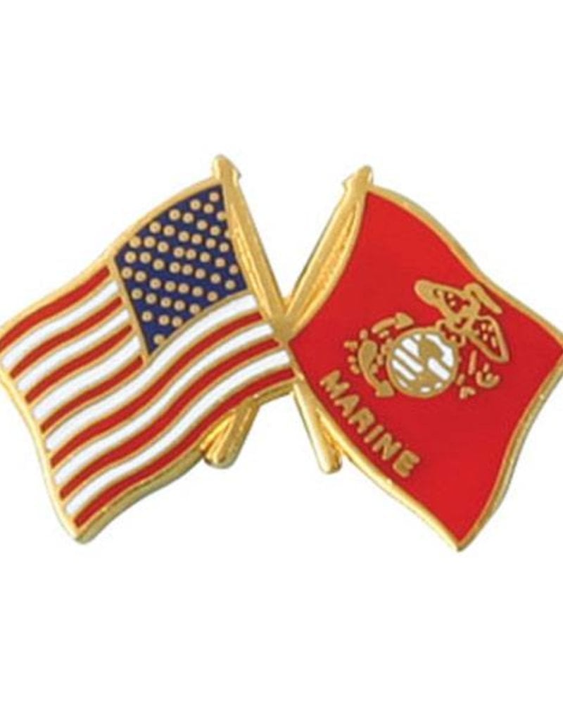 American and Marine Corps Crossed Flags Lapel Pin