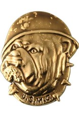 USMC Bulldog Bust Wearing Combat Helmet Lapel Pin