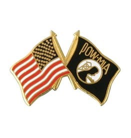 American and POW Crossed Flags Lapel Pin