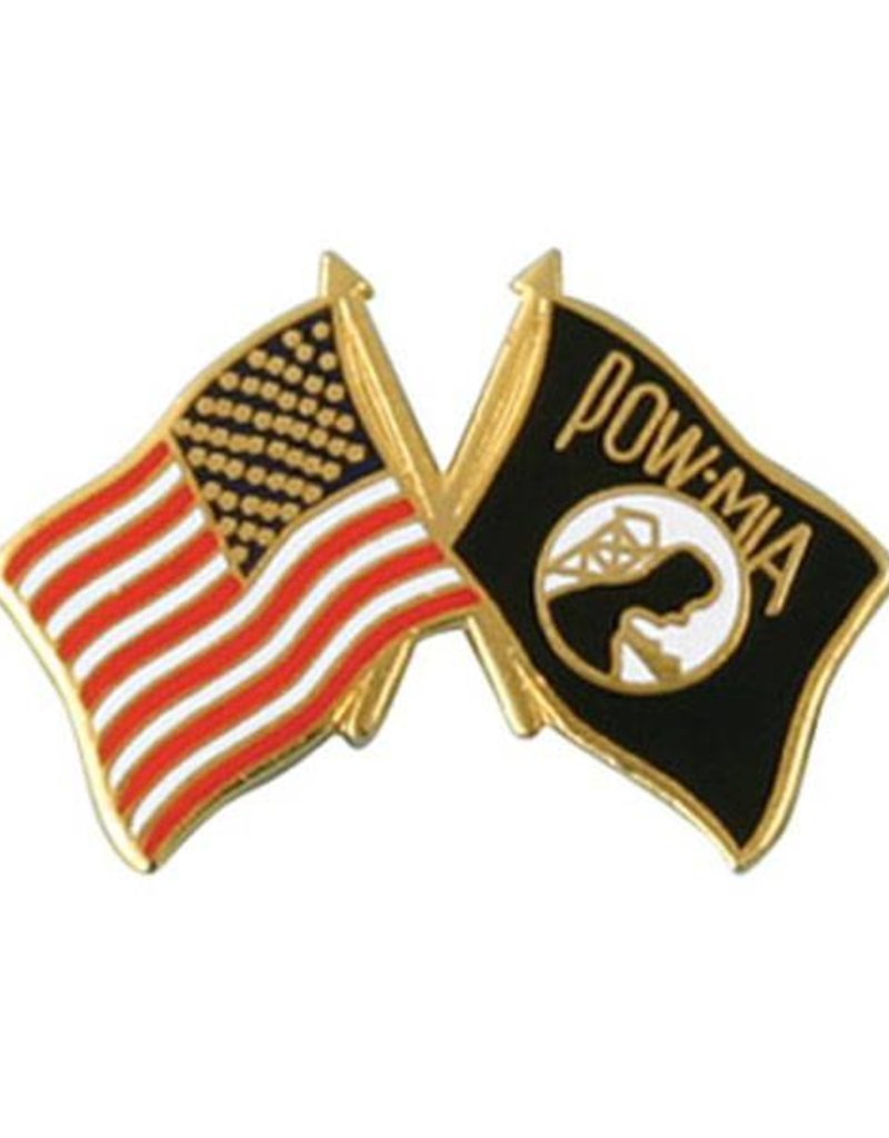 American and POW Crossed Flags Lapel Pin