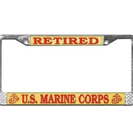 Retired Marine Corps Chrome Auto License Plate