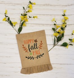 Happy Fall Y'all Ruffle Burlap Garden Flag