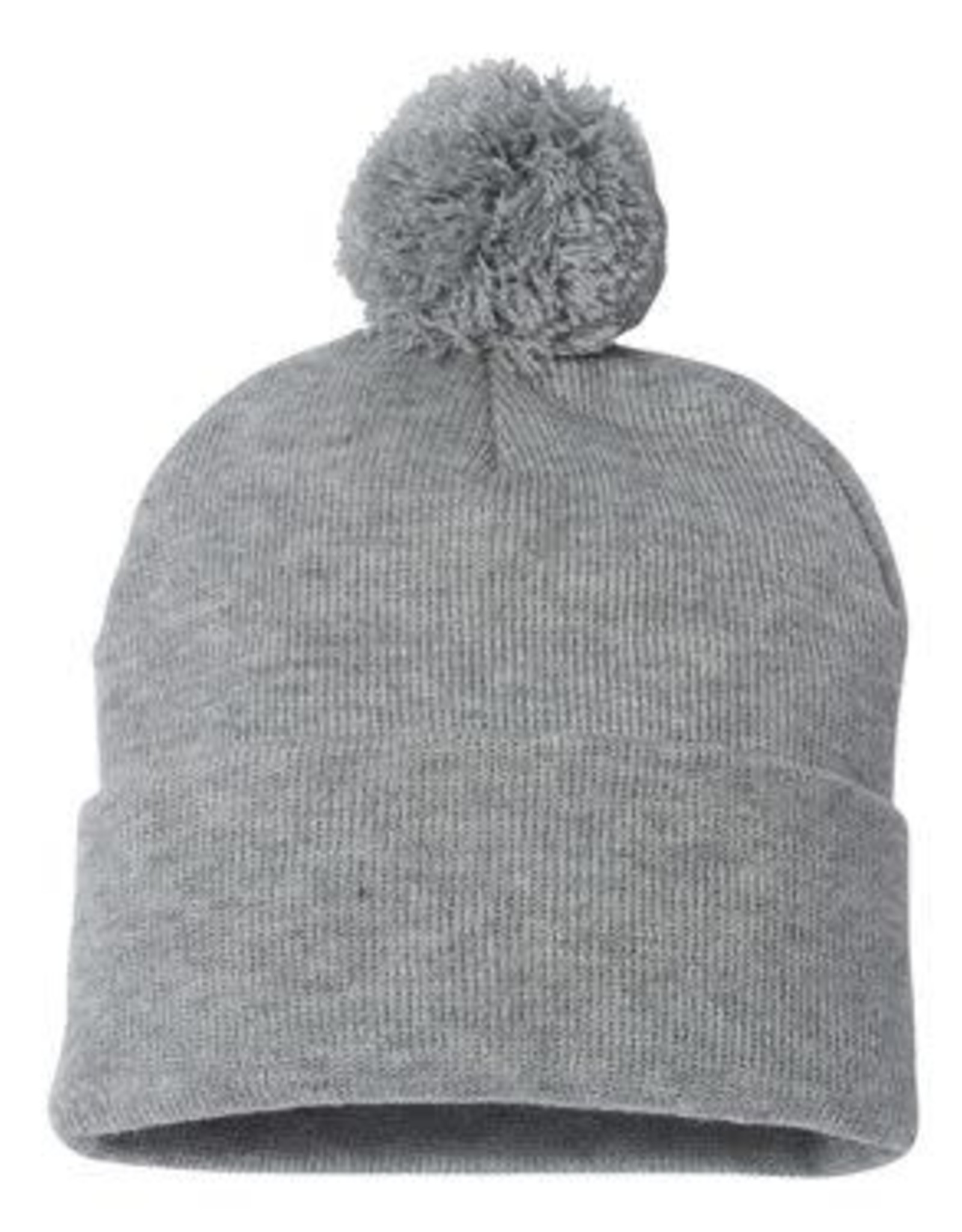 Pom Pom Knit Beanie (Heather Grey)