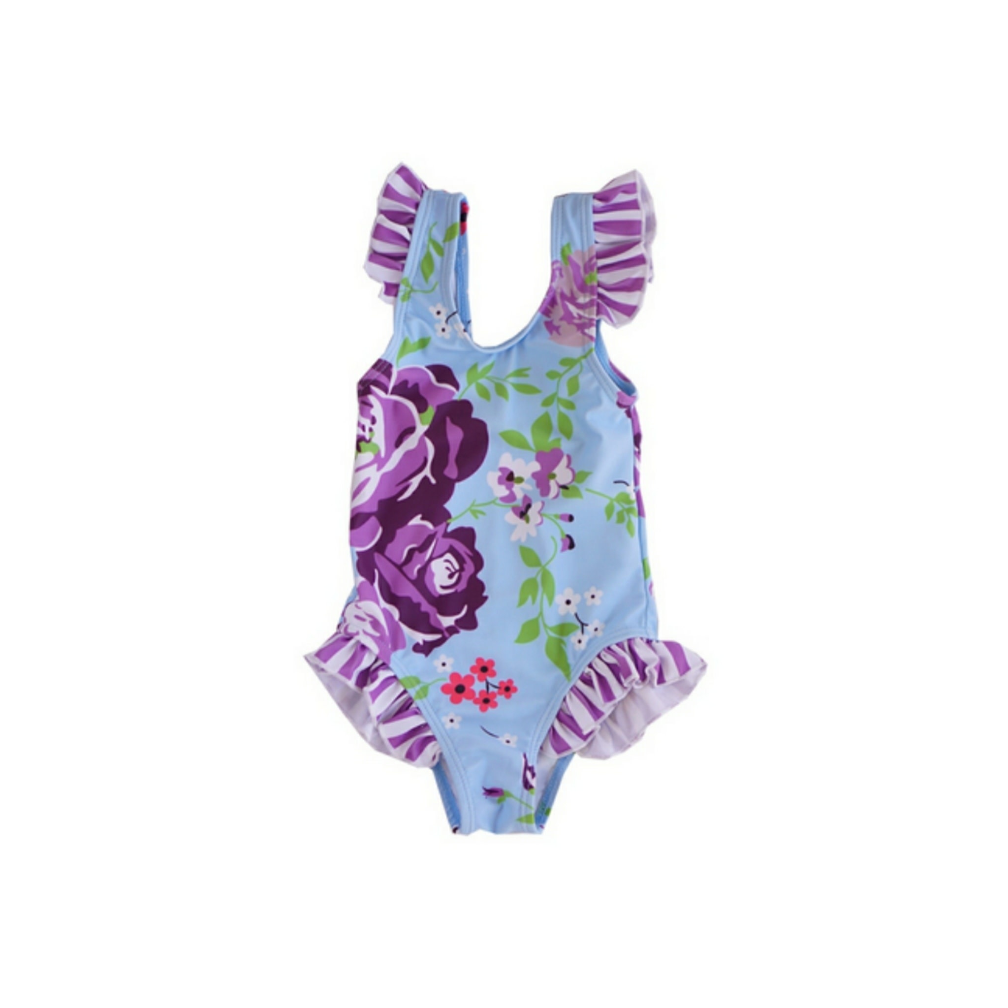 Blue floral girls ruffle swim suit - Crafty Shack of Ascension LLC