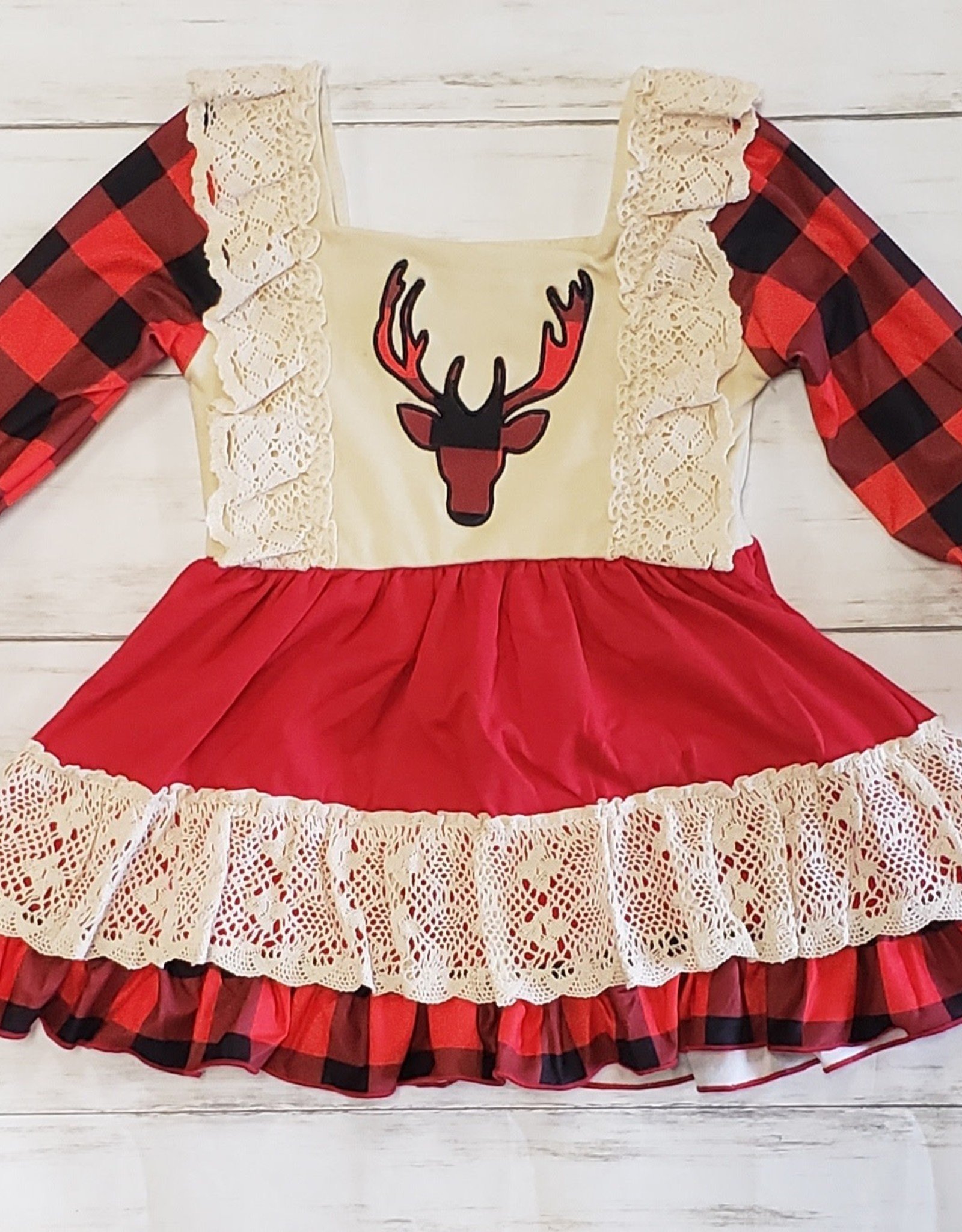 Buffalo Plaid Deer Dress