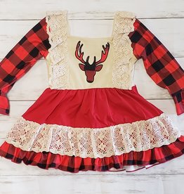 Buffalo Plaid Deer Dress
