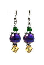 Mardi Gras Color Crystal Hook Earrings