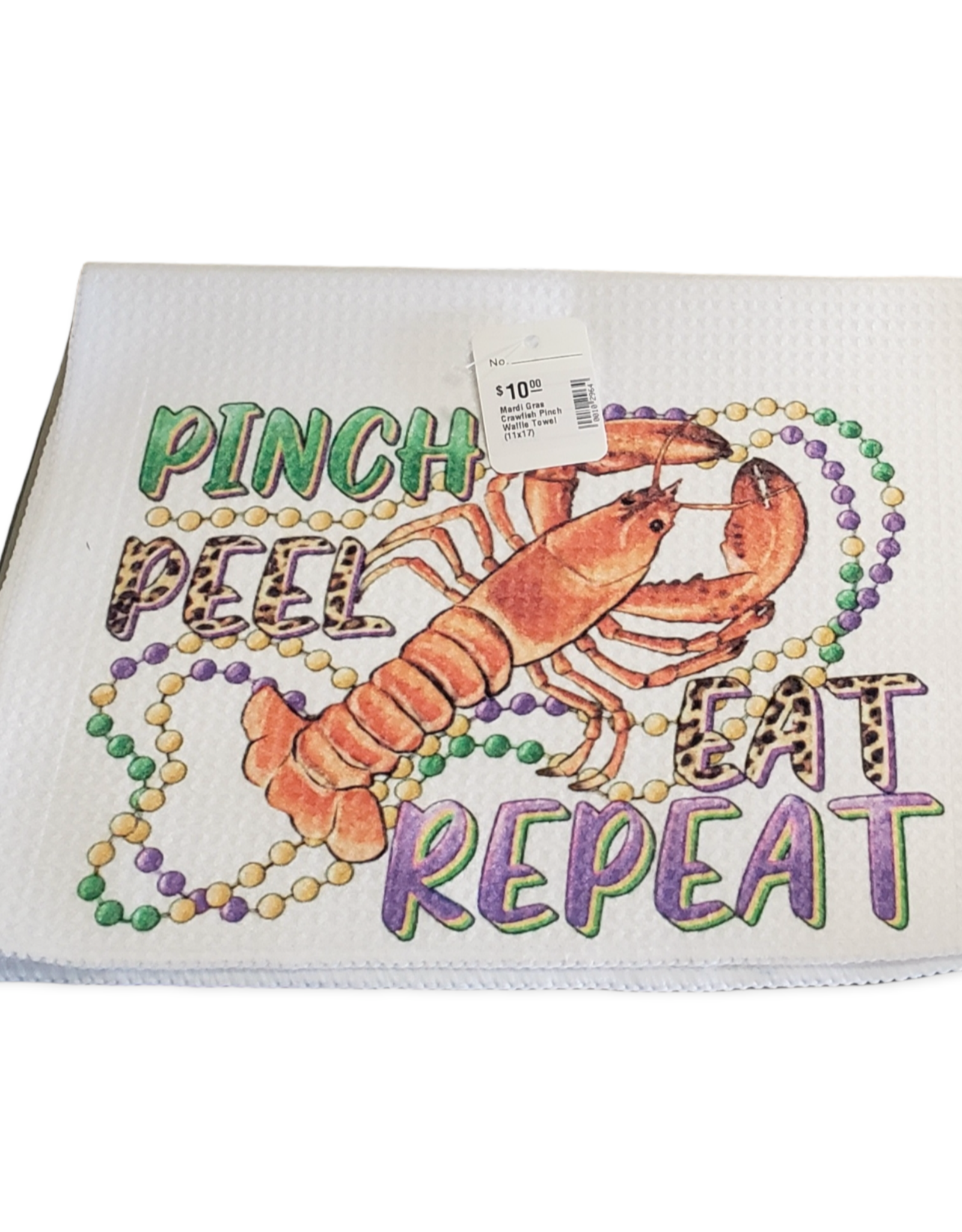 Mardi Gras Crawfish Pinch Waffle Towel (11x17)