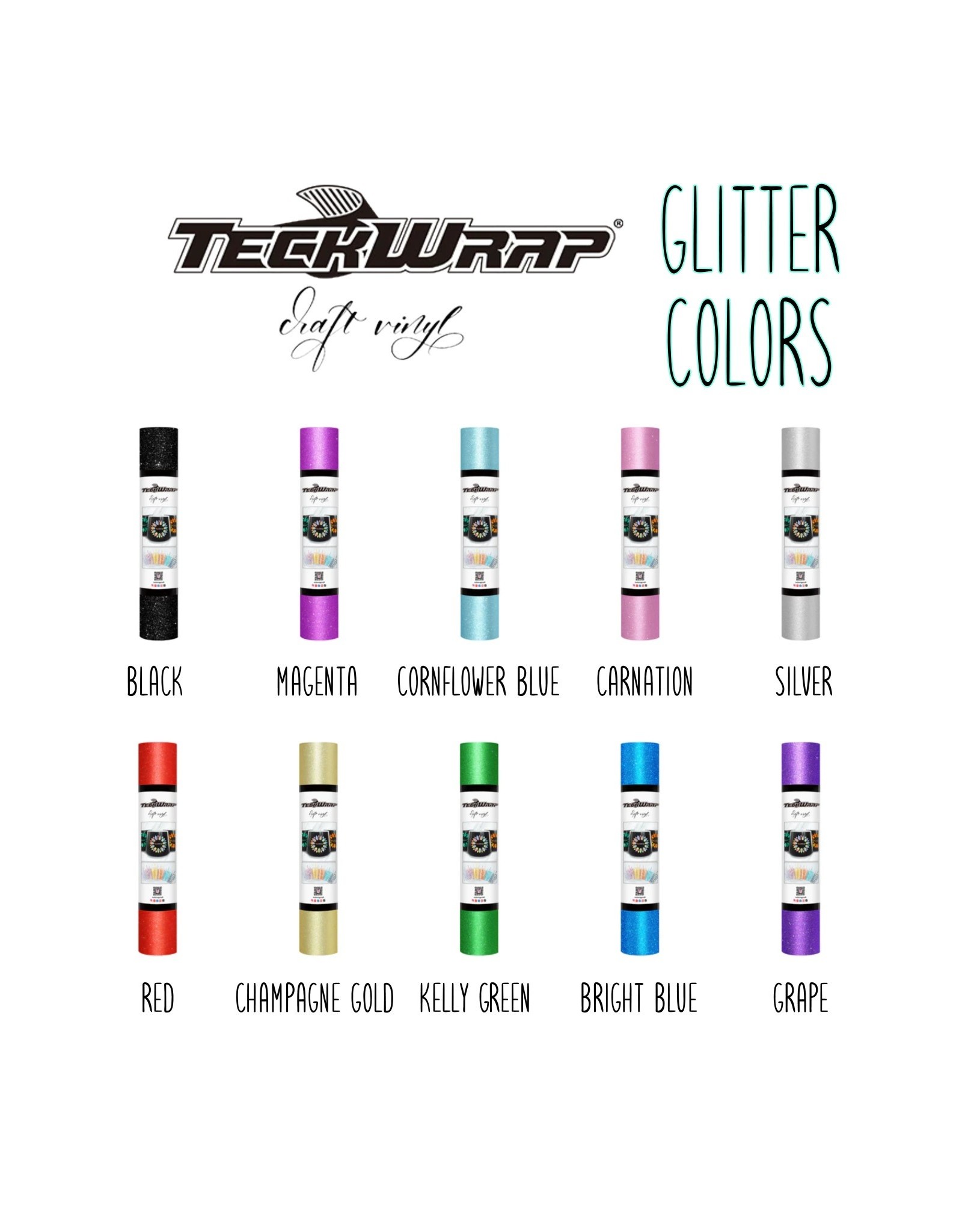 Teckwrap Roll- Glitter -12"x5'
