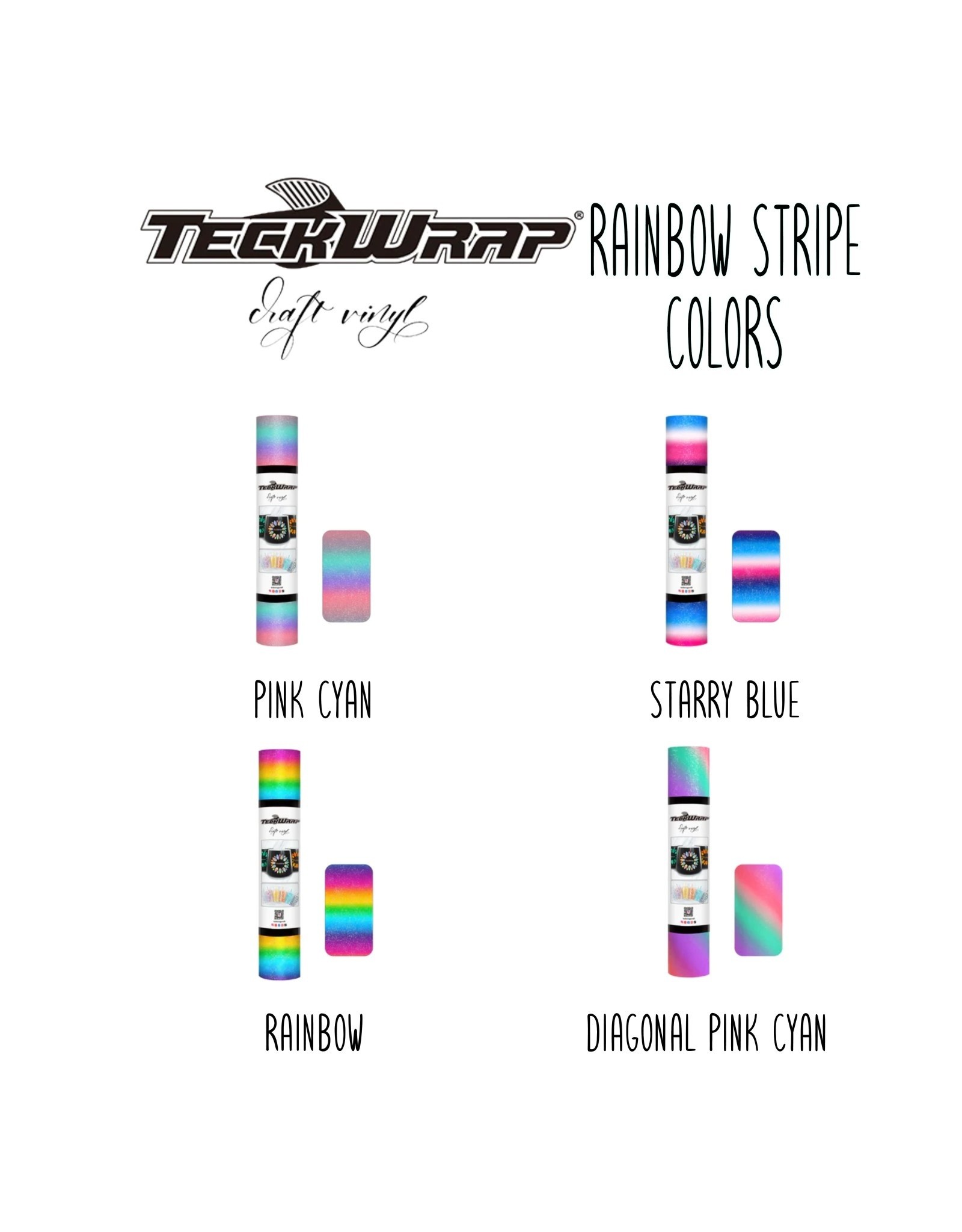 Teckwrap Roll- Rainbow Stripes -12x5