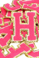 Chenille Iron-On Letters Rose Red (Hot Pink)