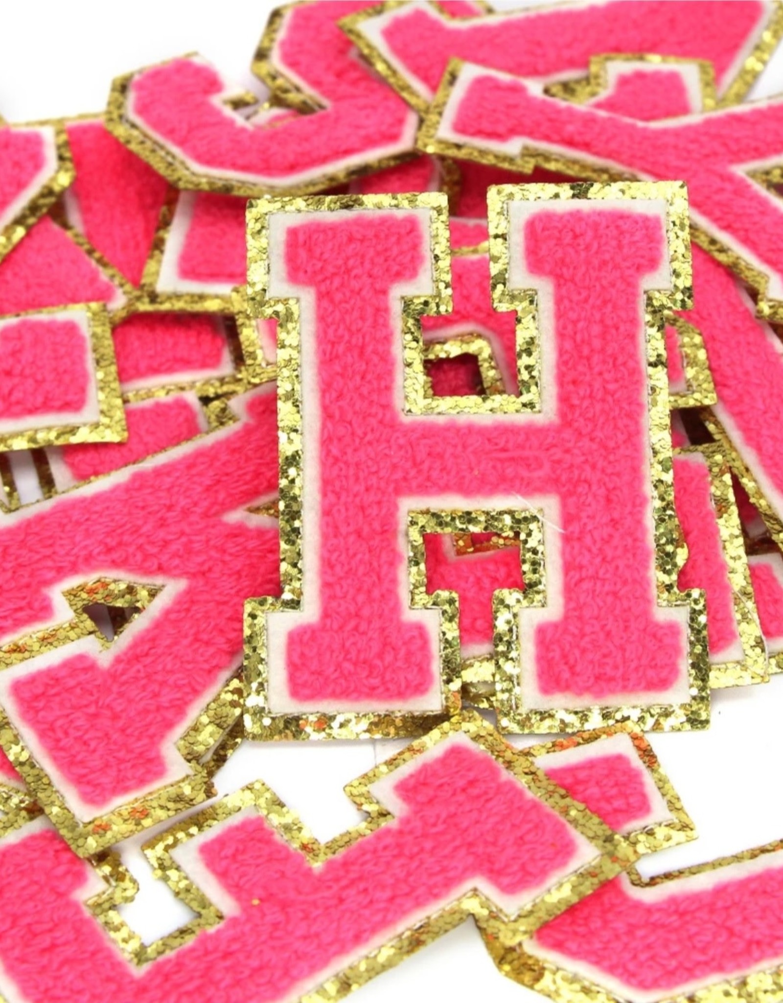 Chenille Iron-On Letters Rose Red (Hot Pink)