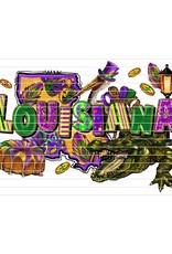 DTF Print 320* 12Sec COLD PEEL Louisiana Mardi Gras Gator (Adult)