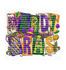DTF Print-320* 12secs COLD PEEL Mardi Gras Block (Adult)