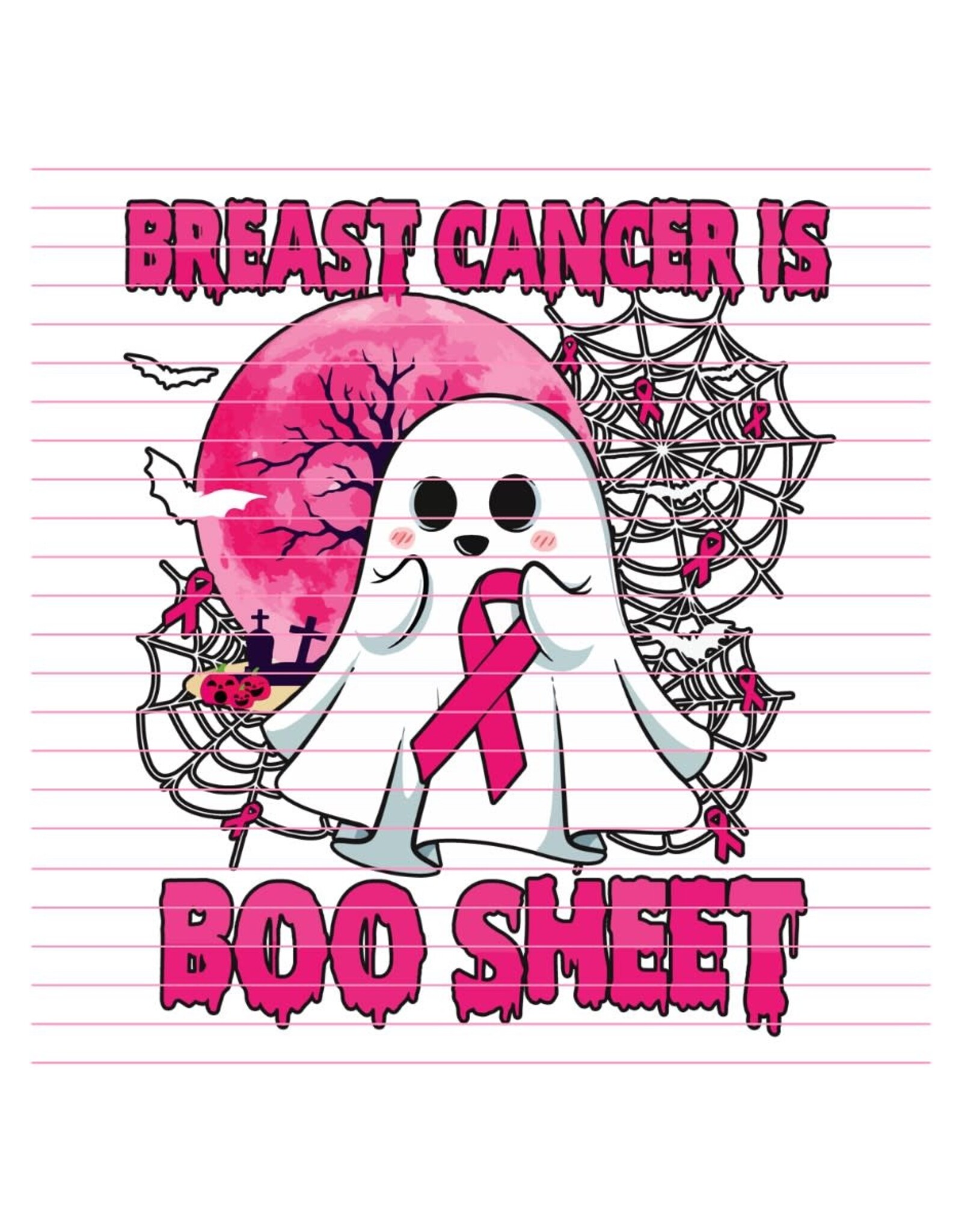 DTF Print-320* 12secs Cold Peel-Breast Cancer Boo Sheet