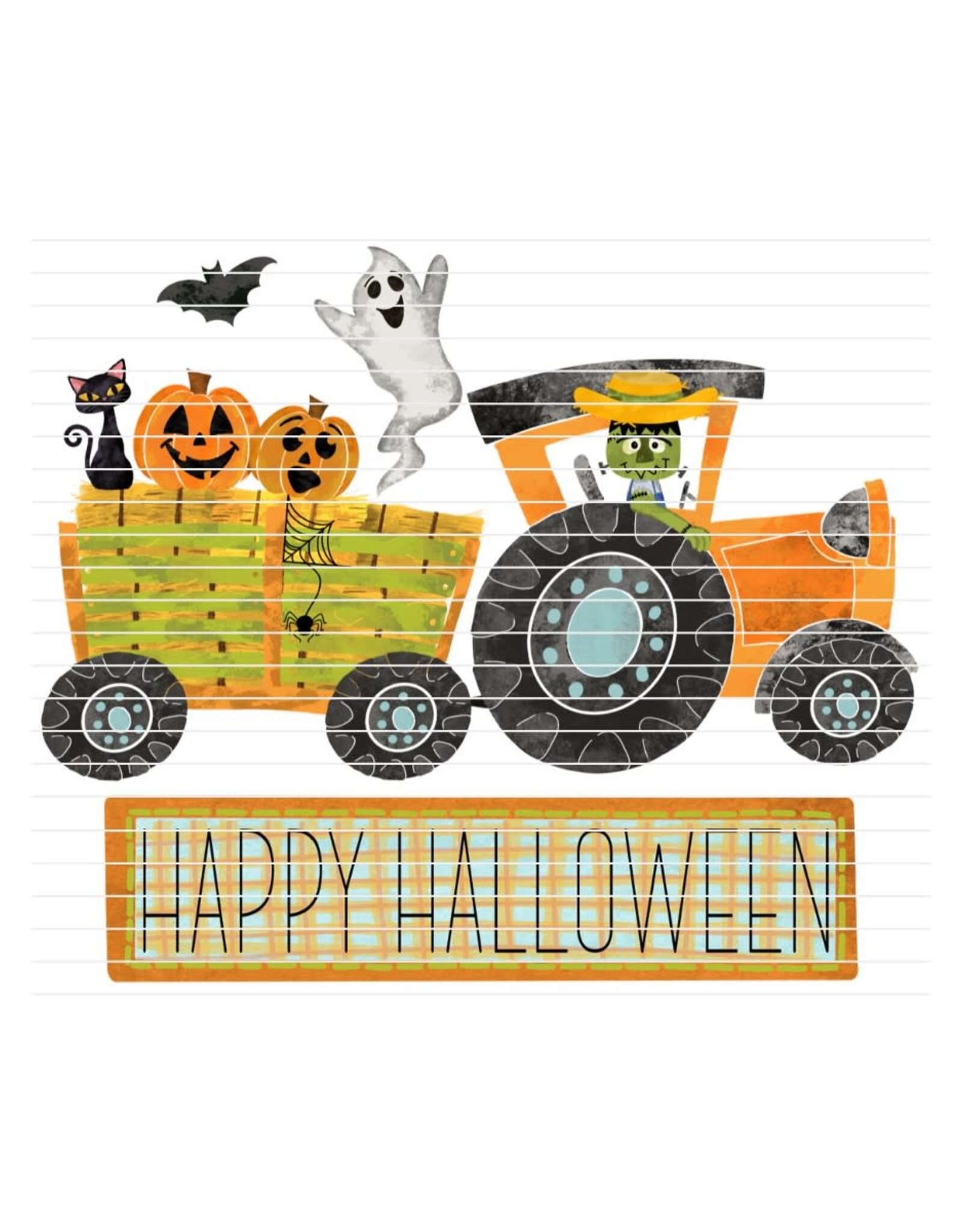 DTF Print-320* 12secs Cold Peel- Happy Halloween Tractor (Youth)