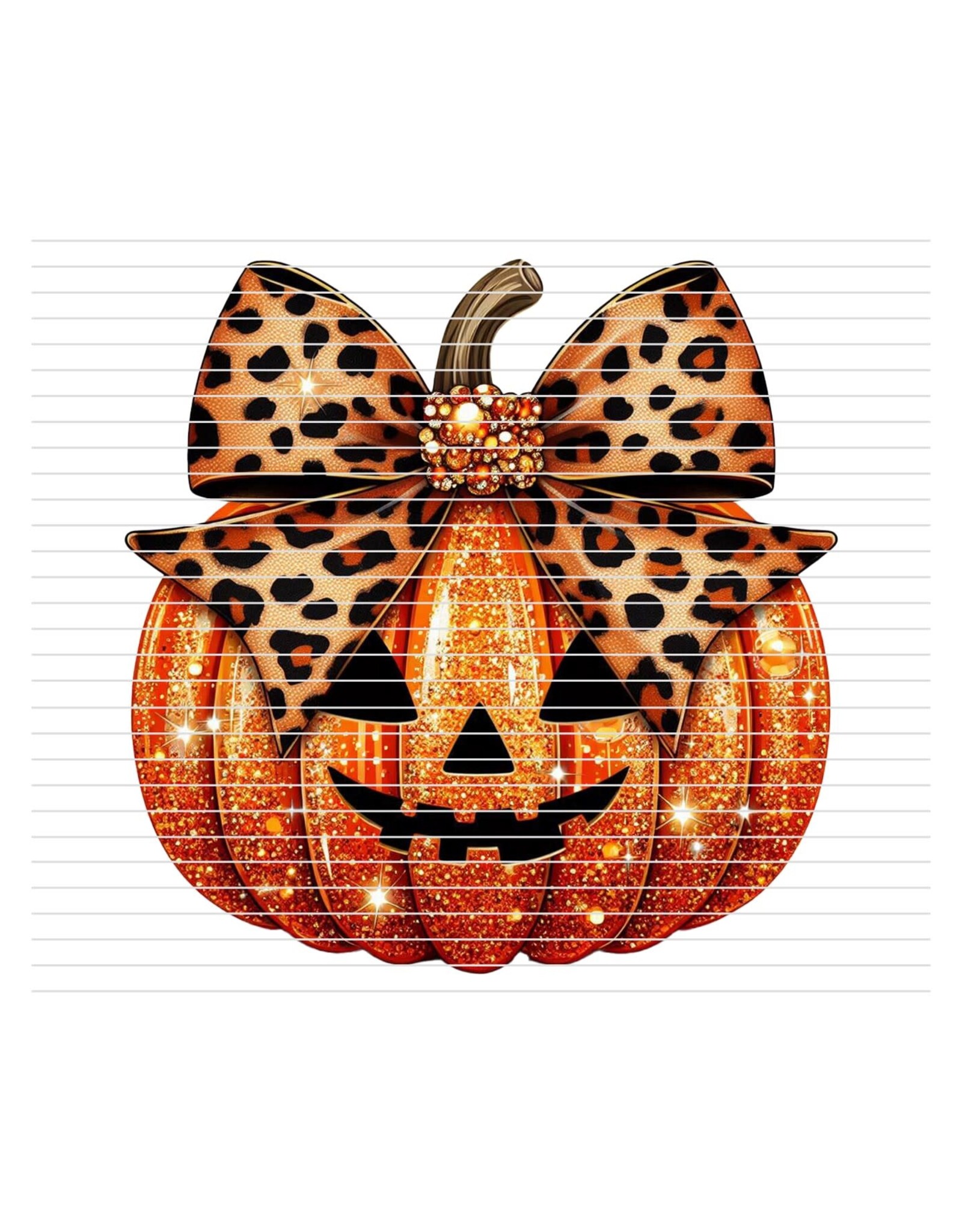 DTF Print-320* 12secs Cold Peel- Glitter Leopard Bow Pumpkin