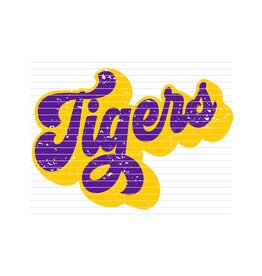 DTF Print-320* 12secs Cold Peel- Tigers Groovy Distressed
